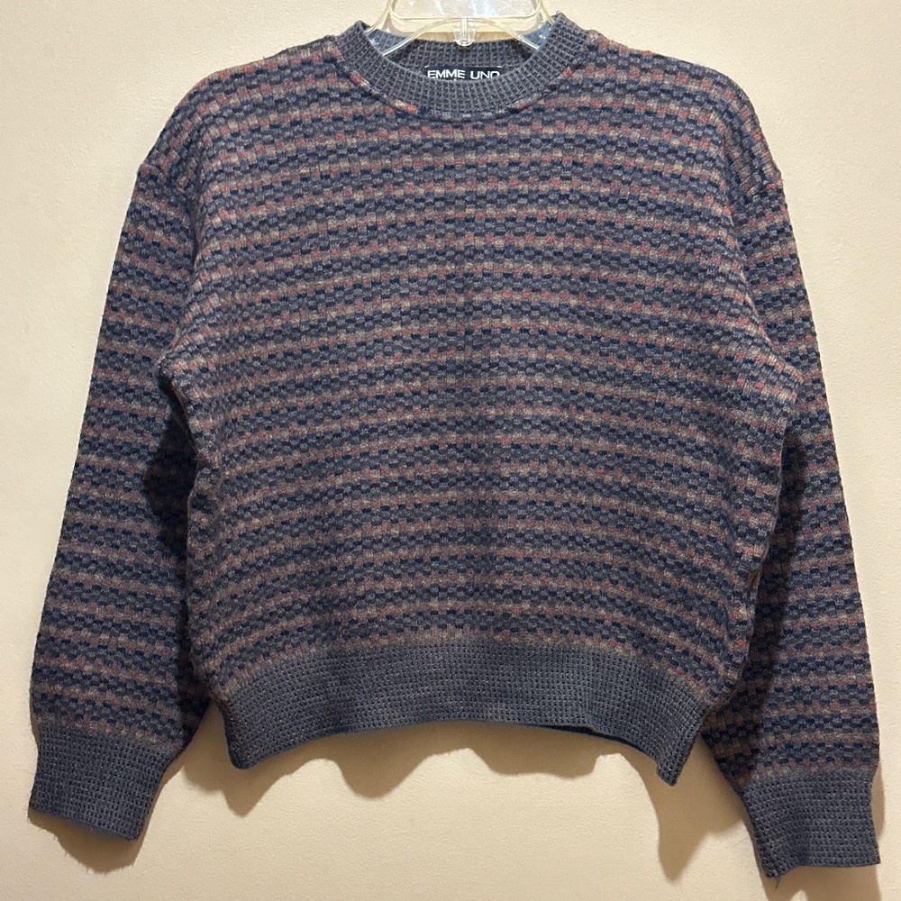 EMME UNO Italian yarn men sweater merino wool blend long sleeve